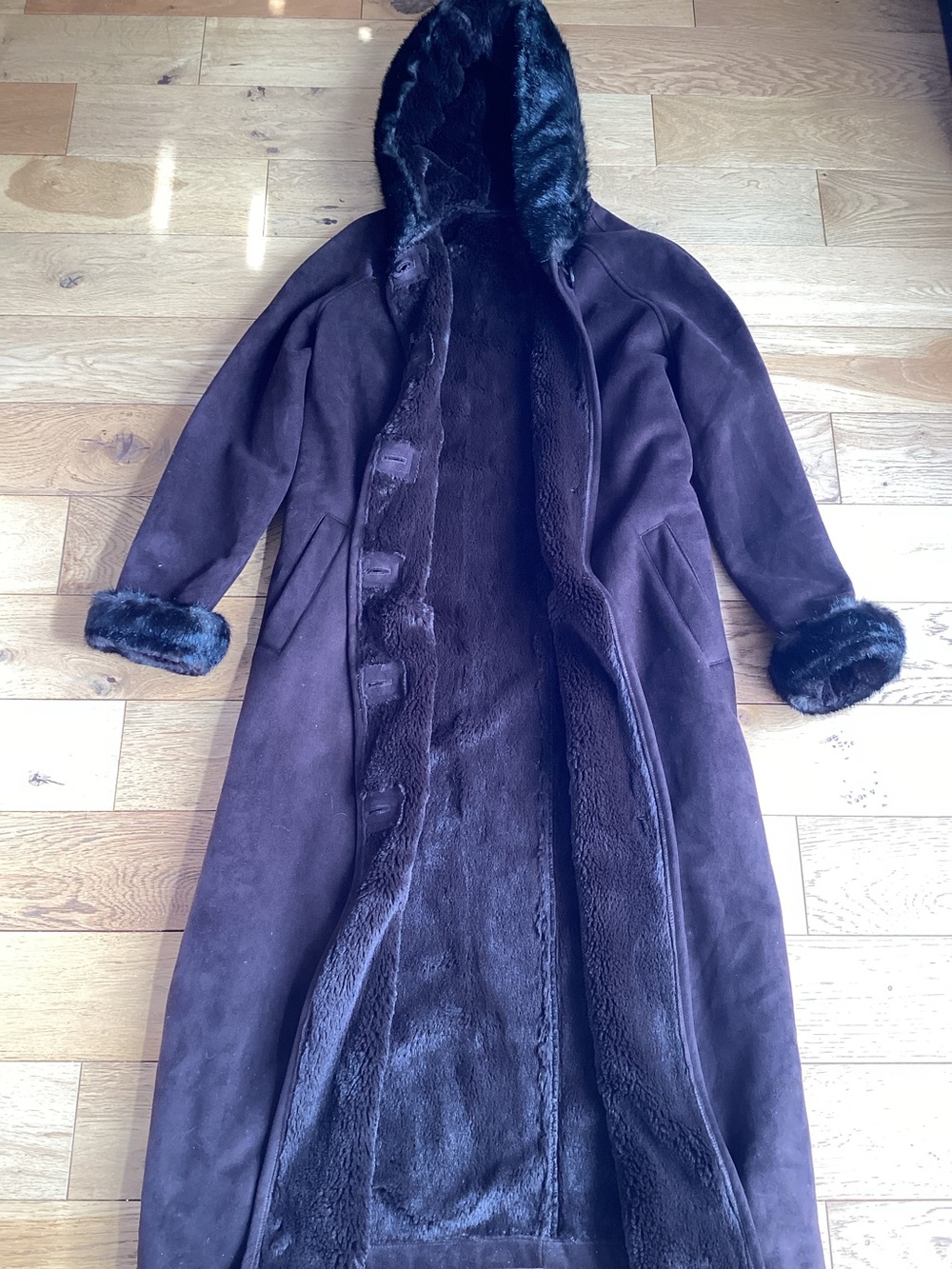 Brown long faux fur fuzzy coat